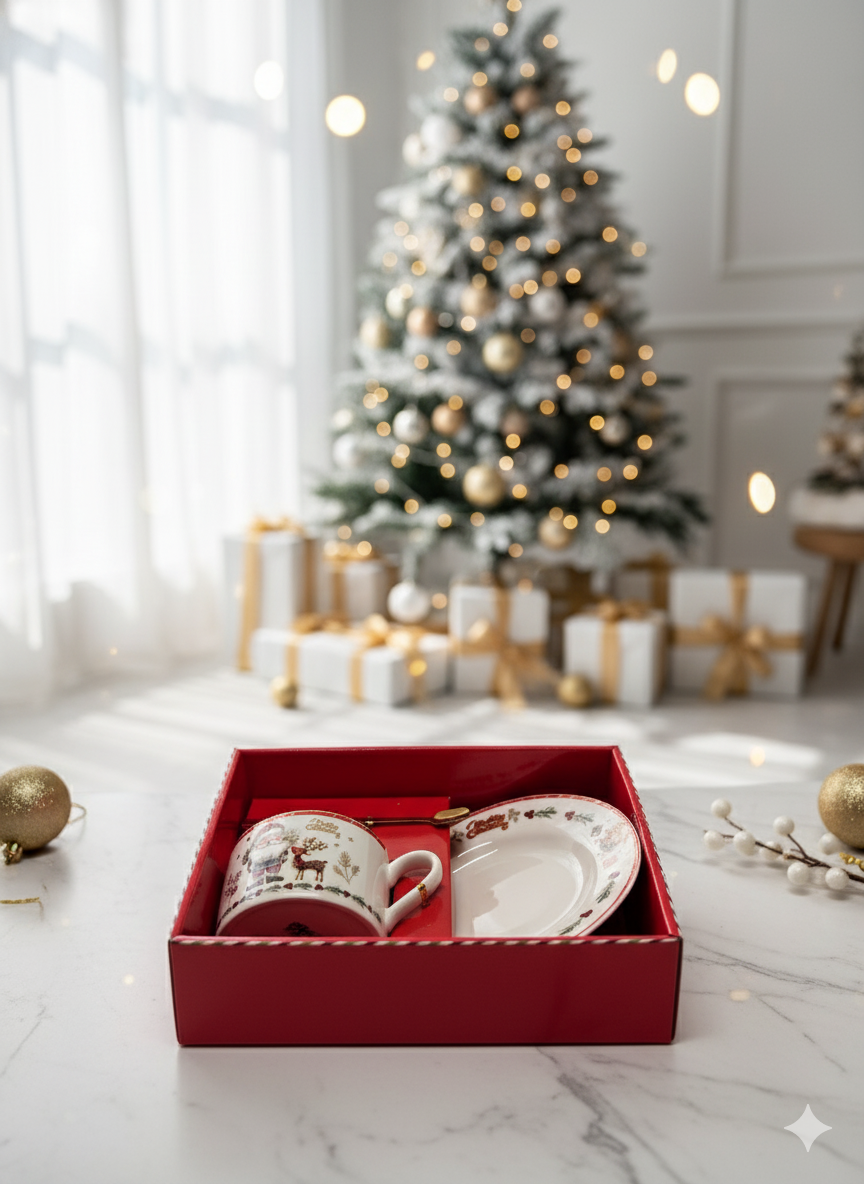 Noel Baba Temalı 3’lü Seramik Kupa Seti