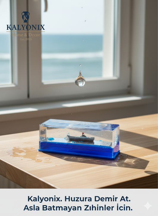 Batmayan Gemi Masaüstü Obje – Stres Azaltıcı Su İçinde Mini Dekor