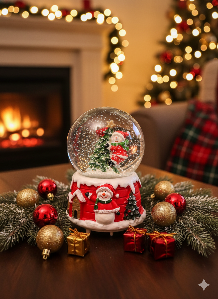 Işıklı ve Müzikli Noel Baba Kar Küresi – Yılbaşı Dekorasyon Objesi