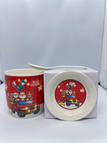 Kırmızı Noel Temalı 3’lü Kupa Hediye Seti