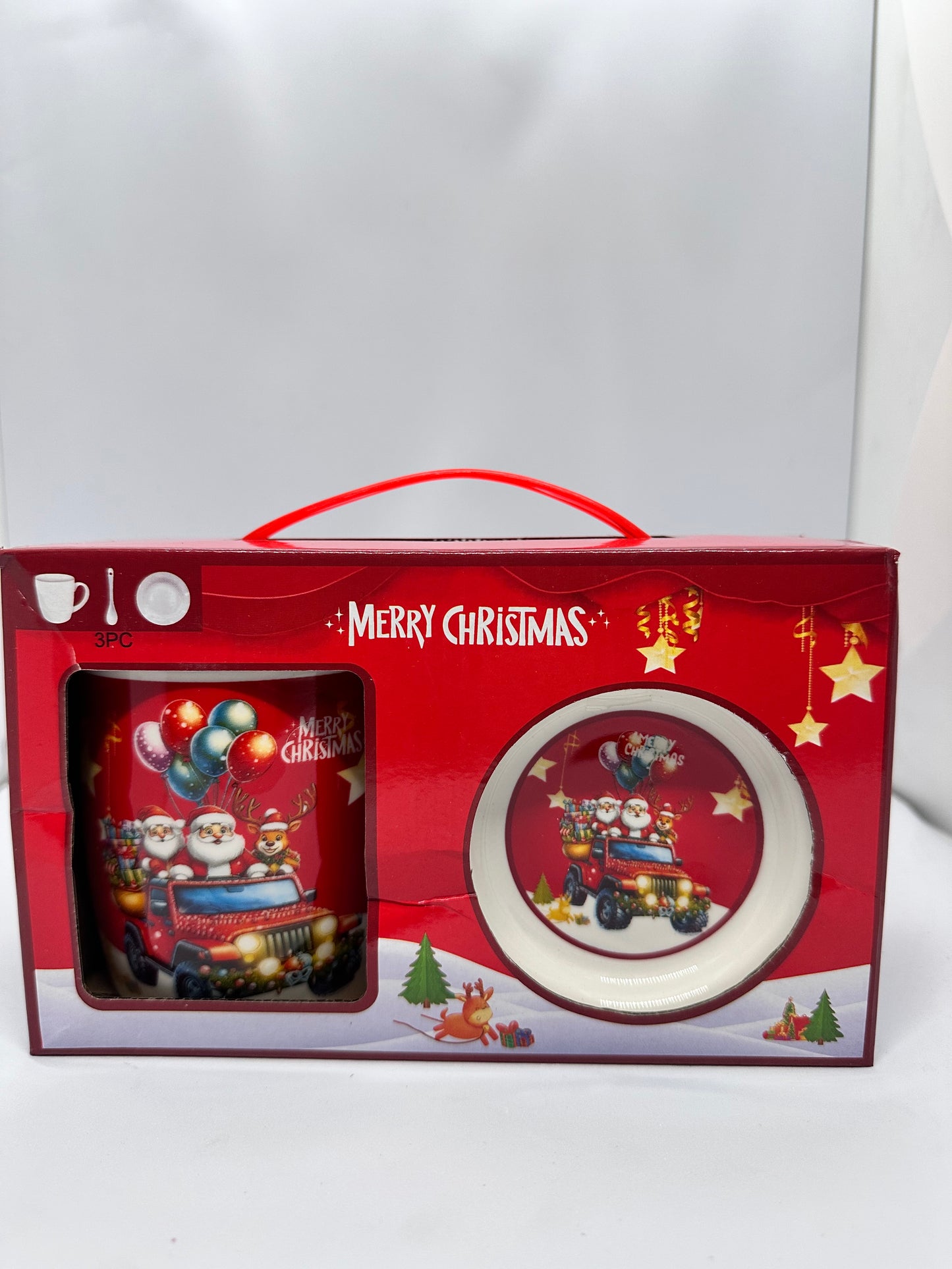 Kırmızı Noel Temalı 3’lü Kupa Hediye Seti